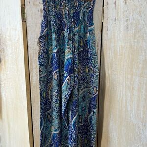 Blue Paisley Harem Pants Covert to Jumper XS